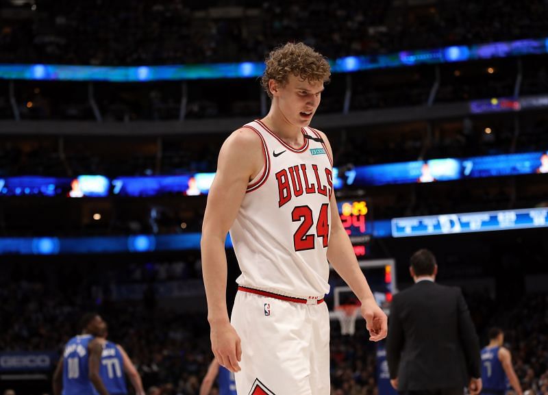 Lauri Markkanen #24 walks off the court.