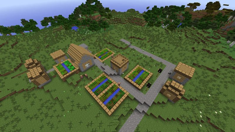 A smaller village (Image via Minecraft)