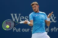 Pablo Carreno Busta hits a forehand in Cincinnati