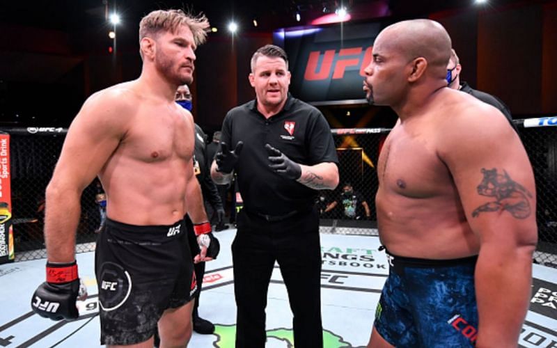 Stipe Miocic (left); Daniel Cormier (right)