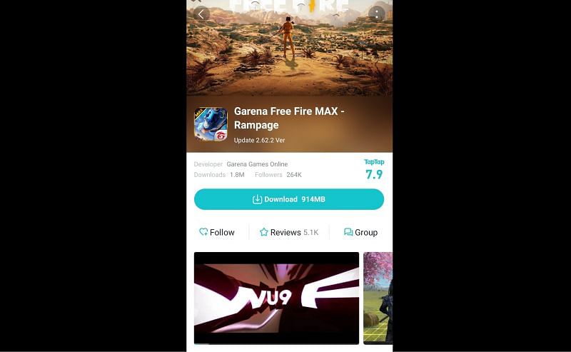 Click on the &quot;Download&quot; button to download Free Fire Max on your device (Image via TapTap)