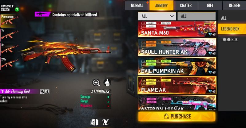 The AK - Flaming Red is a widely desired gun skin (Image via Free Fire)