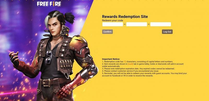 After pasting the code in the text field, click the confirm button (Image via Free Fire)