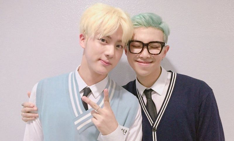 BTS&#039; RM and Jin hop on live stream to talk to fans (Image via Twitter)