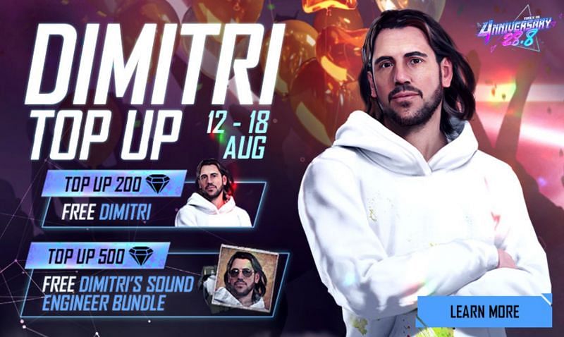 The Dimitri Top Up will run until 18 August (Image via Free Fire)