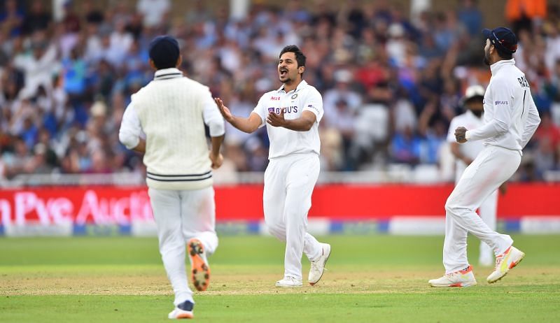 Shardul Thakur celebrates after getting Joe Root. Pic: Getty Images