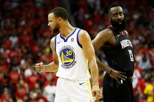 Stephen Curry (#30) and James Harden (#13) are two of the greatest players to have played in the NBA.