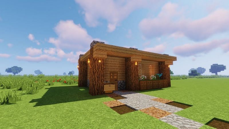 A basic wooden house (Image via YouTube/JustPixelPlays)