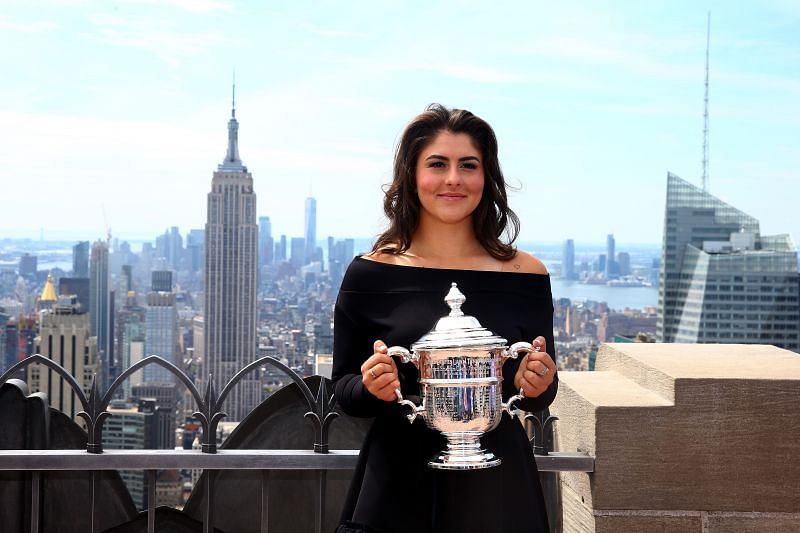 Bianca Andreescu with her 2019 US Open trophy