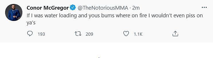 Conor McGregor&#039;s deleted tweet he wrote during UFC 265