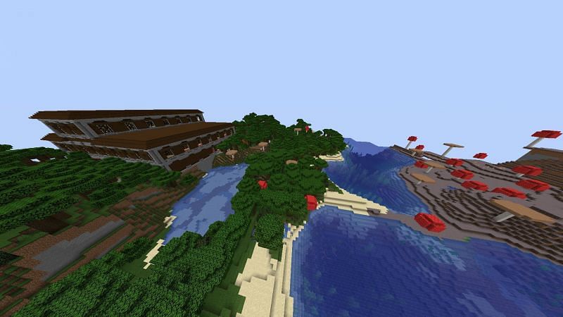 Mansion and mushroom fields (Image via Minecraft)