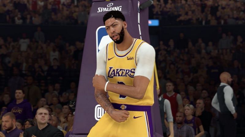 Anthony Davis with the LA Lakers as seen in NBA 2K20 [Source: NBA 2KW]