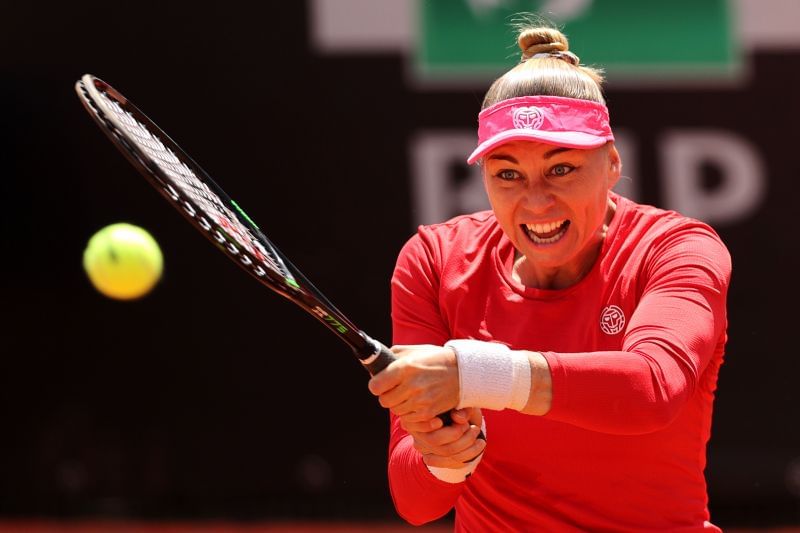 Vera Zvonareva in action at the Internazionali BNL D&#039;Italia 2021