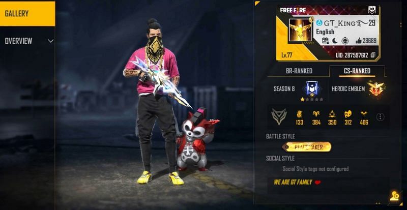 Gaming Tamizhan&#039;s Free Fire ID and more details (Image via Free Fire)