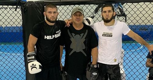 Khabib Nurmagomedov, Javier Mendez and Islam Makhachev [Credits: @akajav on Instagram]