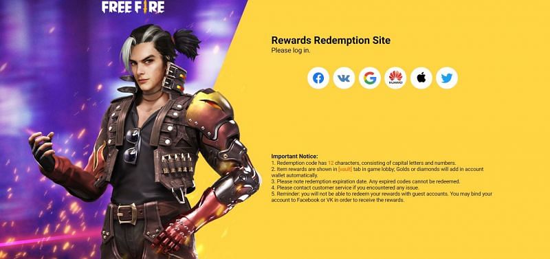 You should log in on the Rewards Redemption Site (Image via Free Fire)