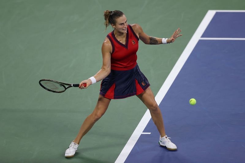 Aryna Sabalenka during her first-round match at the 2021 US Open