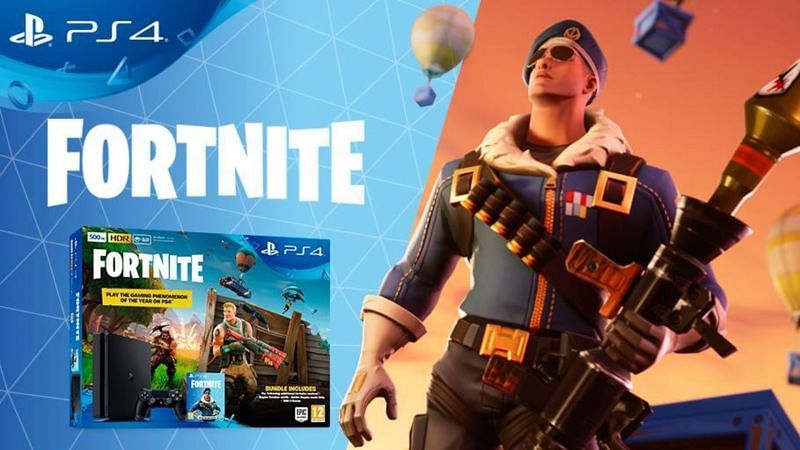 The Fortnite PlayStation 4 Bundle. This comes with the Royal Bomber Skin and 500 V-Bucks, but carries a large price tag. Image via Epic Games
