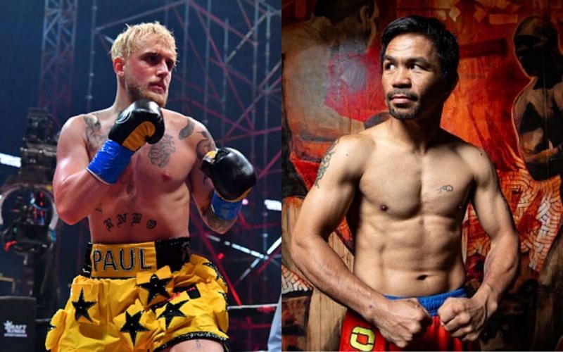 Jake Paul (left); Manny Pacquiao (right)