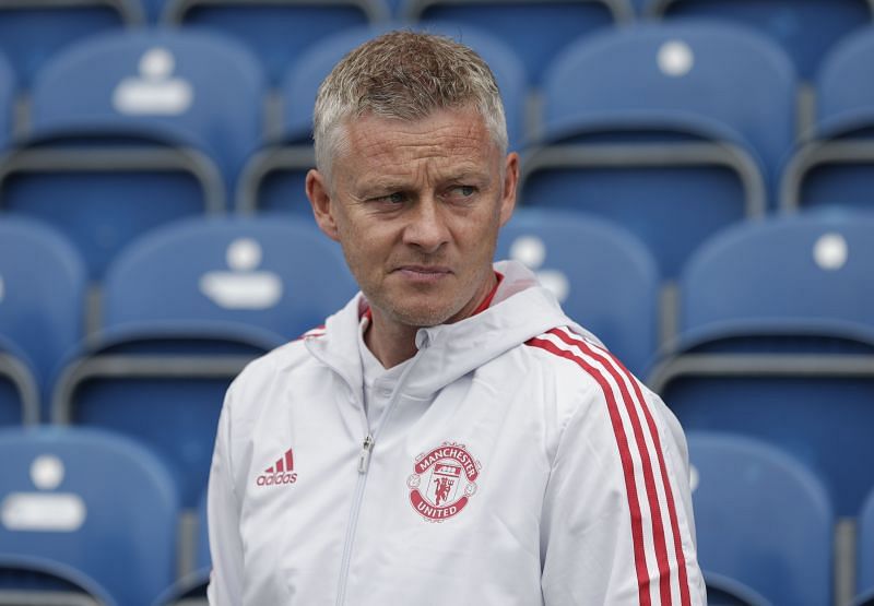 Manchester United boss Ole Gunnar Solskjaer looks on during a game