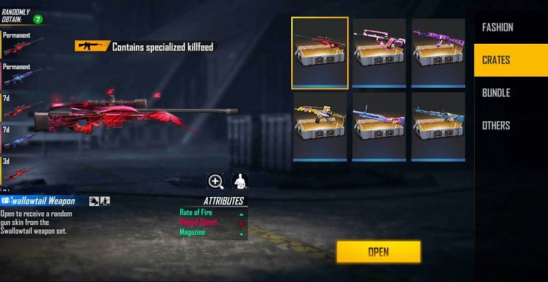Swallowtail Weapon Loot Crate can provide multiple rewards (Image via Free Fire)