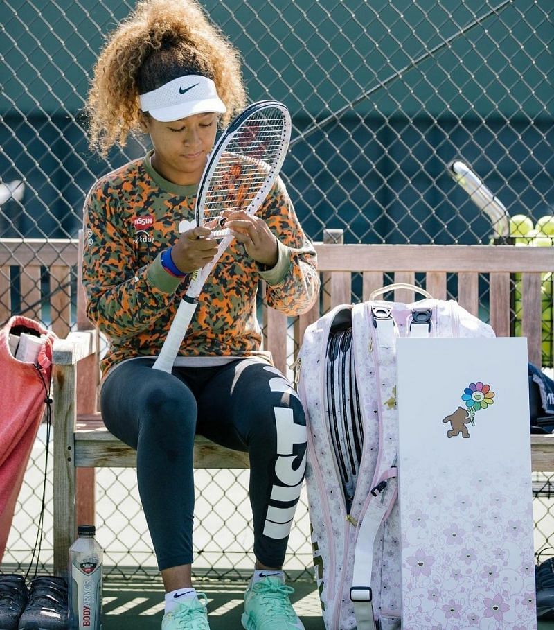 Naomi Osaka with her new racket and kit (Source: Naomi Osaka&#039;s latest Instagram post)