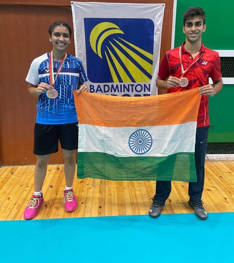 Tasnim Mir and Ayan Rashid (right) bagged bronze medal in the U-19 mixed doubles