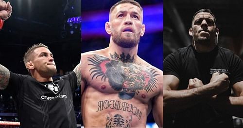 Dustin Poirier (left) Conor McGregor (center) and Nate Diaz (right) [Images courtesy: @thenotoriousmma and @natediaz209 via Instagram]