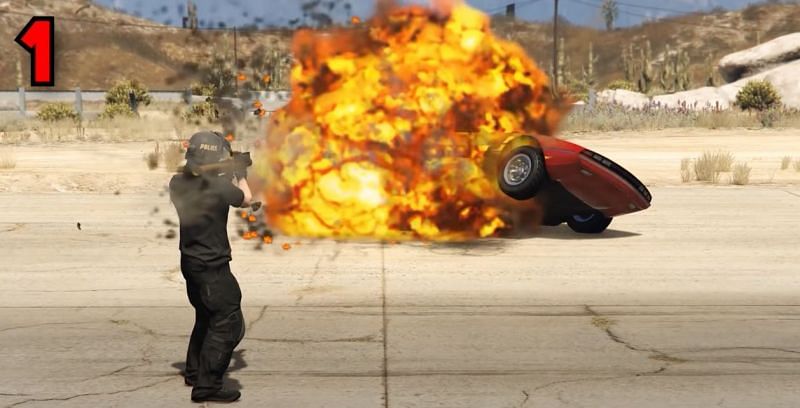 The Toreador can take a few explosions, unlike the Oppressor Mk II (Image via Rockstar Games)