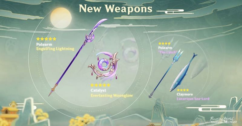 Four new weapons will be added in version 2.1 (Image via Genshin Impact)