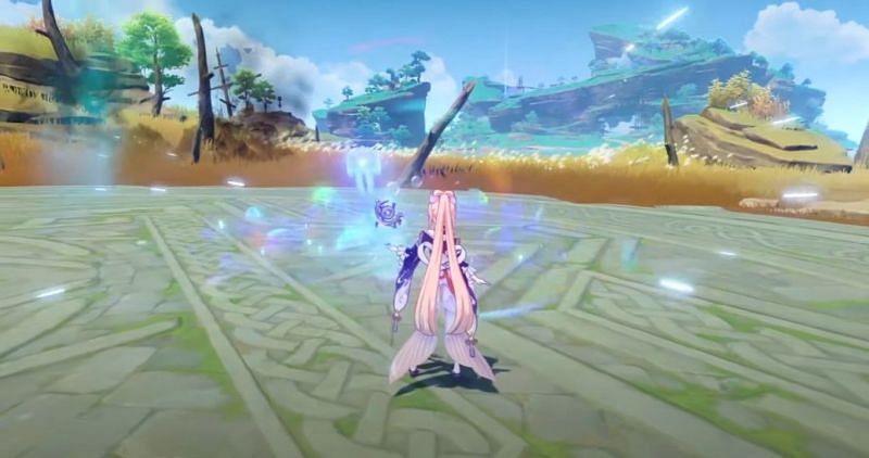 Kokomi&#039;s Elemental Skill, as seen in-game (Image via Dimbreath)