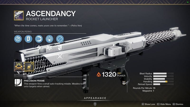 Ritual rocket launcher for Season of the Lost, Ascendancy (Image via Destiny 2)