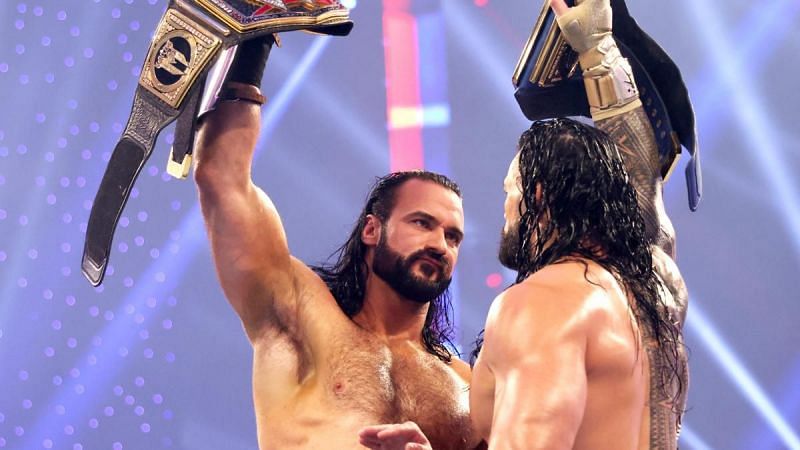 Roman Reigns defeated Drew McIntyre in a Champion vs. Champion match in 2020