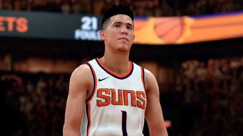 Devin Booker of the Phoenix Suns in NBA 2K21 [Source: thesource.com]