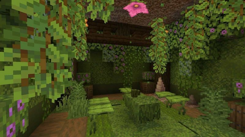 Azalea trees are part of Minecraft&#039;s lush cave biomes and can mark where they stand. Image via Mojang