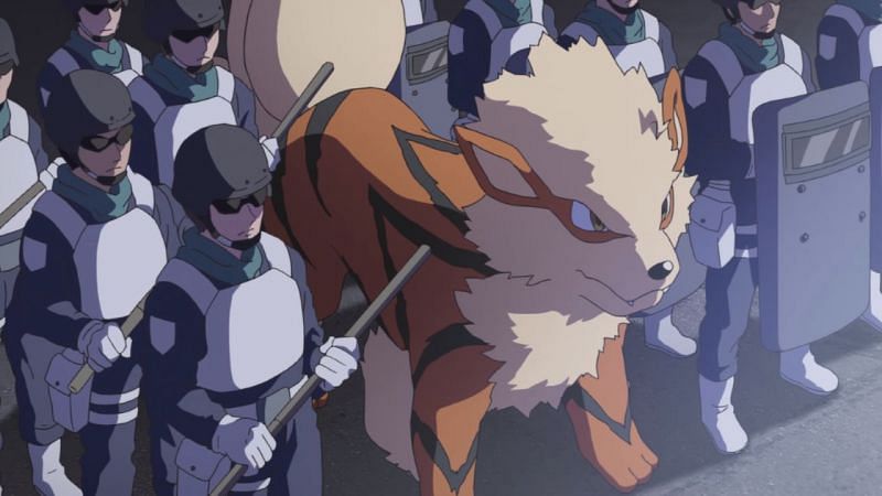 Arcanine alongside the International Police in Pokemon Generations (Image via The Pokemon Company)