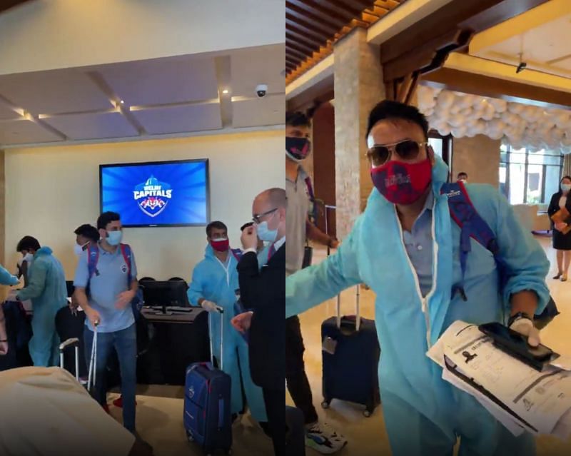 Delhi Capitals players check in to their hotel in Dubai