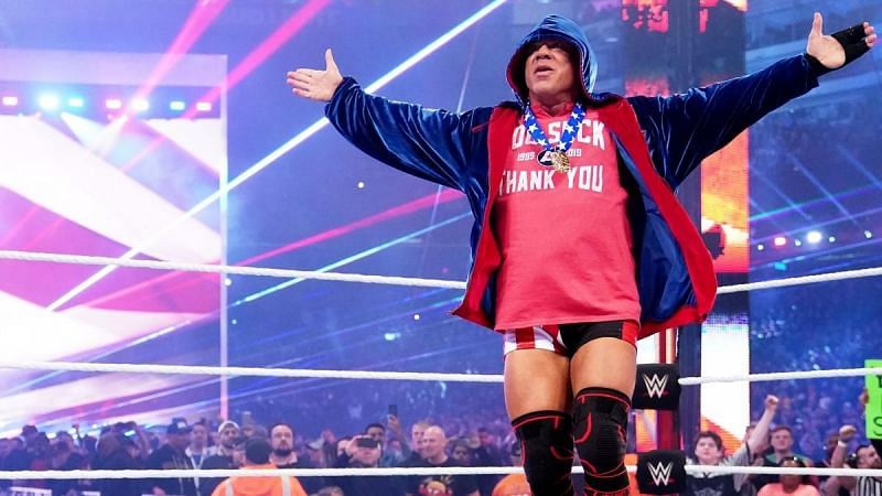 Kurt Angle before his final WWE match at WrestleMania 35