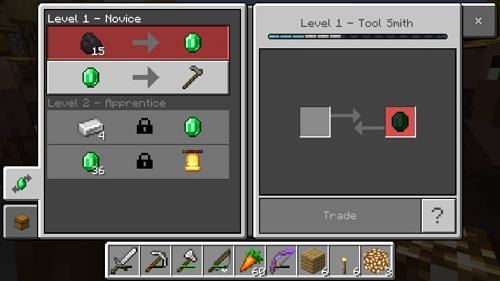 Leveling up a trade (Image via Minecraft)