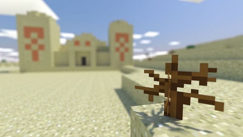 A lone dead shrub (Image via Minecraft)