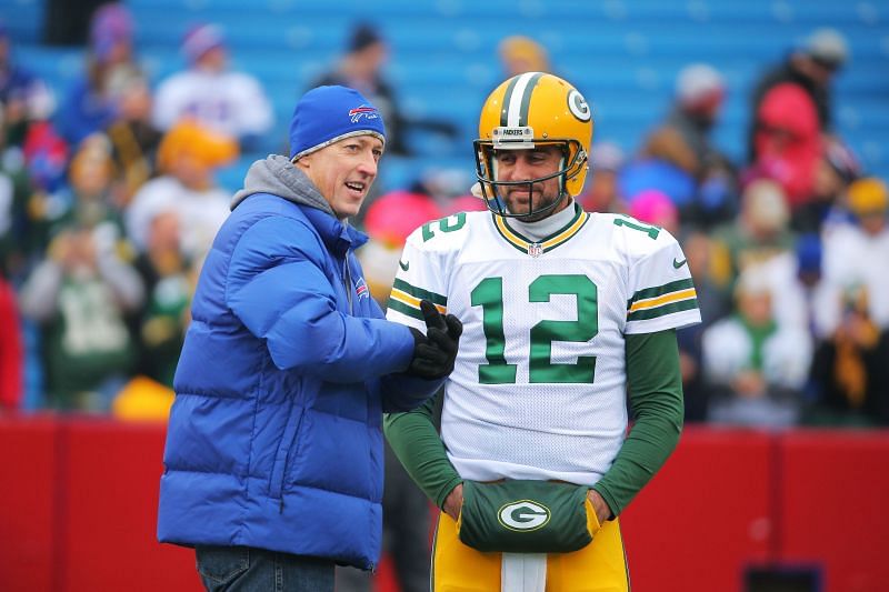 Aaron Rodgers of the Green Bay Packers v Buffalo Bills
