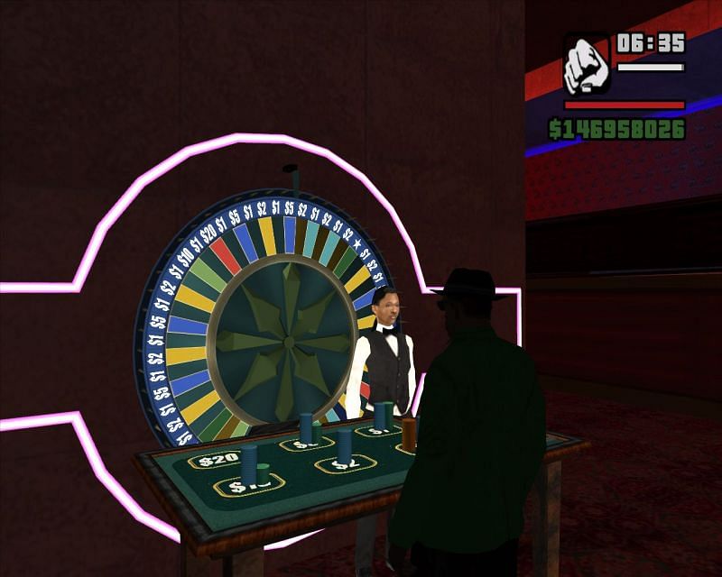 CJ near a Wheel of Fortune (Image via Rockstar Games)