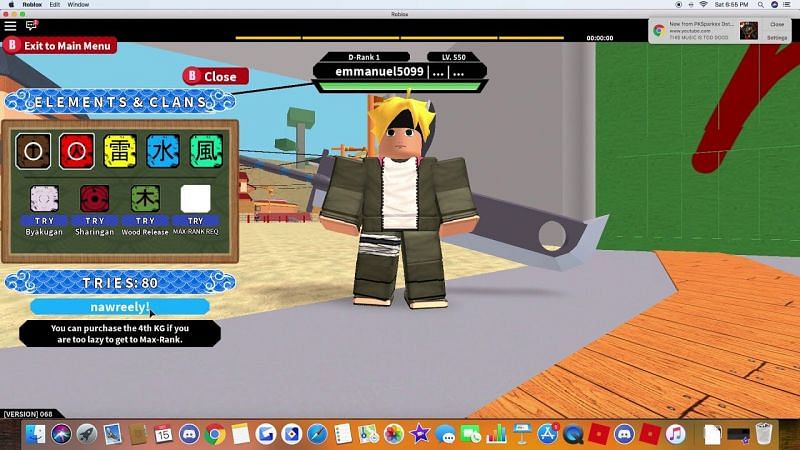 The code redemption screen for Naruto RPG Beyond. (Image via Roblox Corporation)