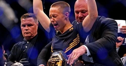 Keith Peterson (left), Rose Namajunas (central), Dana White (right) [Image Courtesy: @rosenamajunas on Instagram]