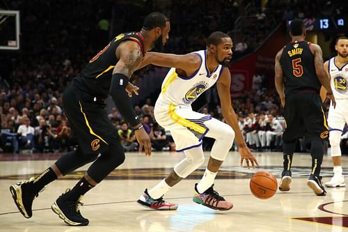 Kevin Durant and LeBron James duel during the 2018 NBA Finals