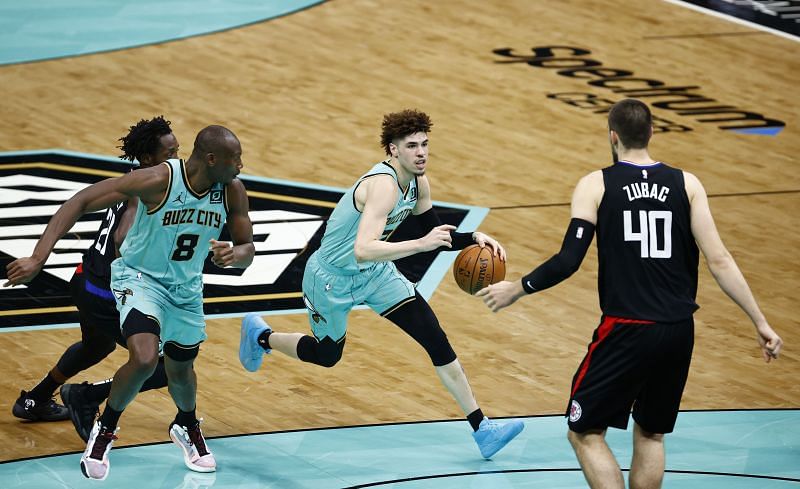 Charlotte Hornets in action during an NBA game.