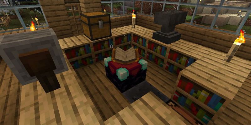 Enchanting table and anvil (Image via Minecraft)