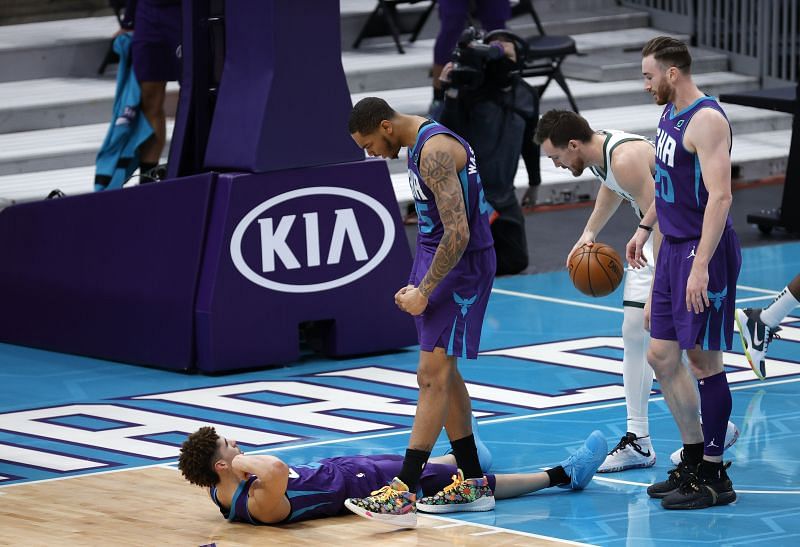 Charlotte Hornets in action during a regular-season game in the 2020-21 NBA campaign.