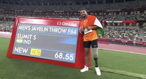 Sumit Antil wins gold medal in the men&#039;s javelin throw F64 classification: Paralympics 2021