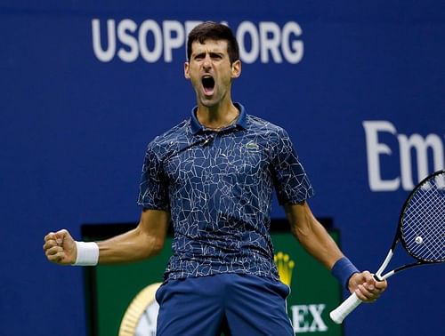 Novak Djokovic in action at the US Open